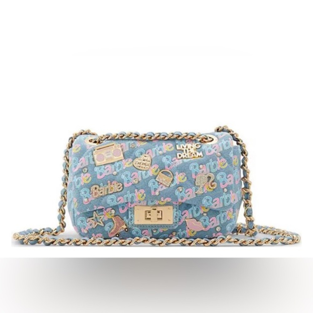 ALDO Barbie Plush blue quilted Denim Crossbody Bag new
